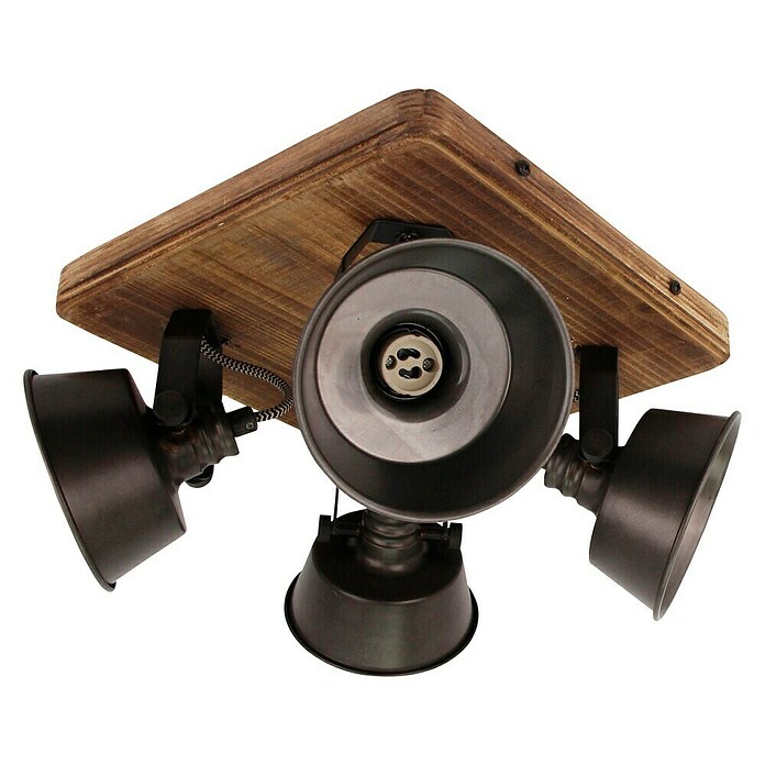 Deckenstrahler (40 W, Schwarz Stahl/Holz, GU10, 4 Stk.)