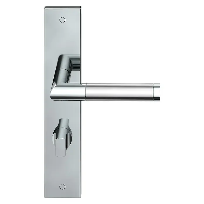 Diamond Doors Creative Drückergarnitur WC Louisiana - Stärke Tür: 38 mm - 45 mm, Edelstahl, L-Form, Schlitzkopf/Olive - Elegante Türklinke aus poliertem Chrom, ein stilvolles und modernes Designelement für jede Tür. Ideal für zeitgenössische Innenräume.