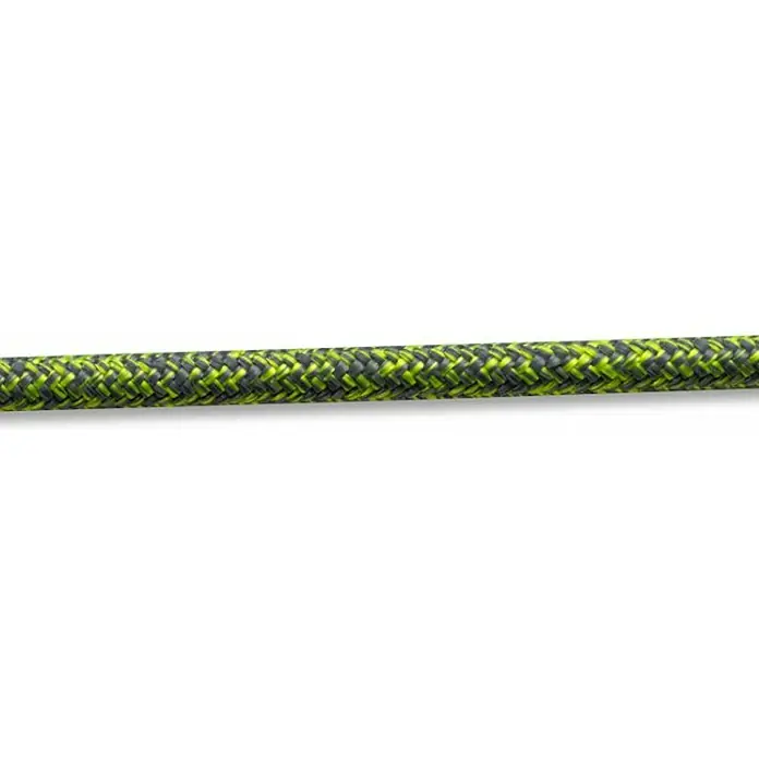 Seilflechter Cabo a metros Tornado Grip Plus - Diámetro: 8 mm, Poliéster, Gris/Amarillo - Primer plano de una cuerda trenzada en negro y verde chartreuse.