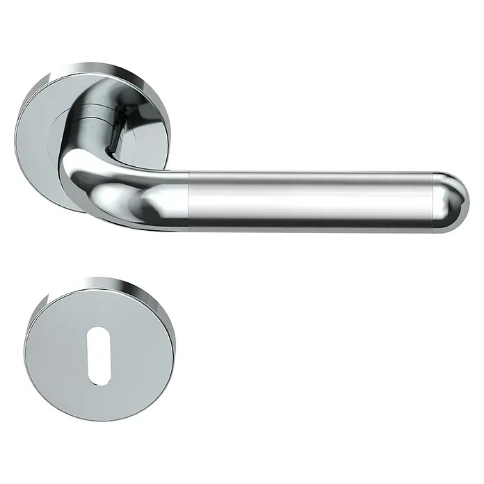 Diamond Doors Creative Drückergarnitur Idaho - Buntbart - Türdrücker aus Chrom mit modernem Design und passendem Schlüsselloch für eine stilvolle Türgestaltung.