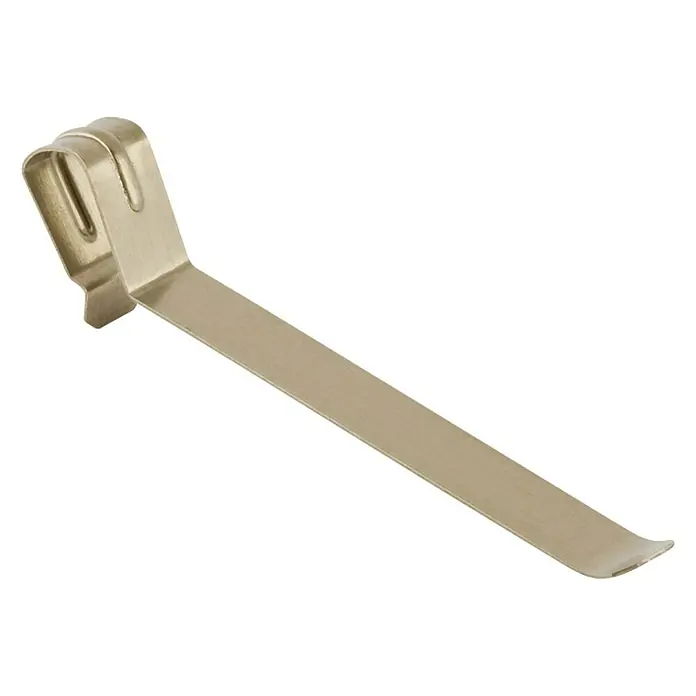 Ersatzfeder - Passend für: Geberit Betätigungsplatten, 10 Stk. - Detailansicht einer einzelnen silberfarbenen Metallklammer, die sich für eine Vielzahl von Anwendungen eignet.