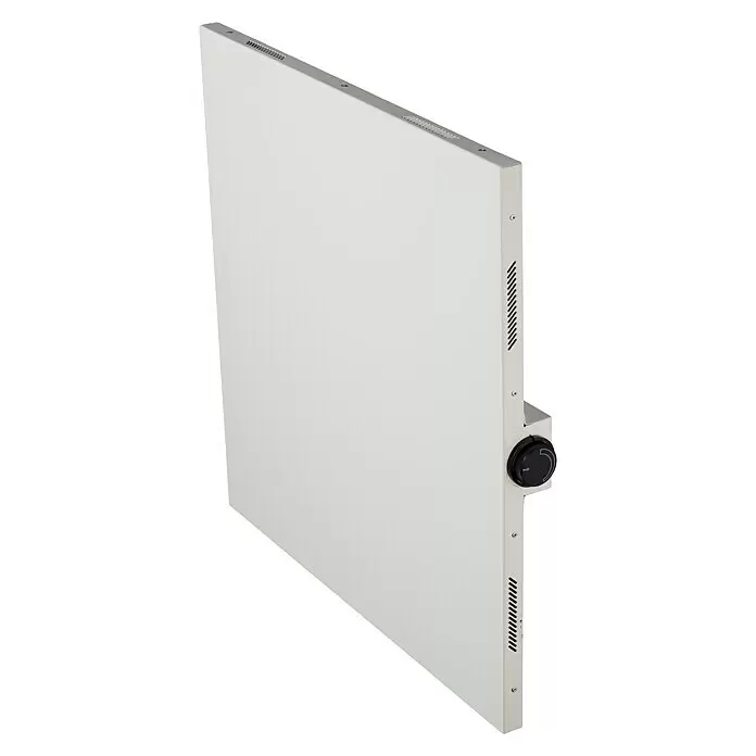 Admiral Radiador metálico por infrarrojos - 600 x 600 mm, 365 W, Blanco - Radiador de panel blanco con una perilla de control negra en el lado derecho y rejillas de ventilación, diseñado para una calefacción eficiente.