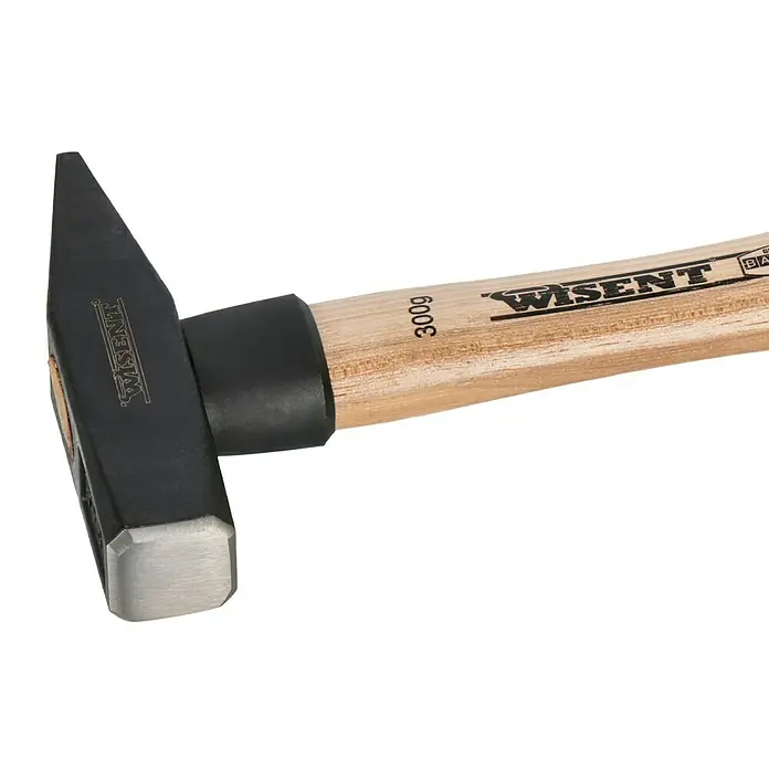 Wisent Schlosserhammer - 300 g, Holz Hickory - Nahaufnahme eines 300g schweren WISENT Schlosserhammers mit Holzgriff, ideal für präzise Arbeiten und robuste Anwendungen.