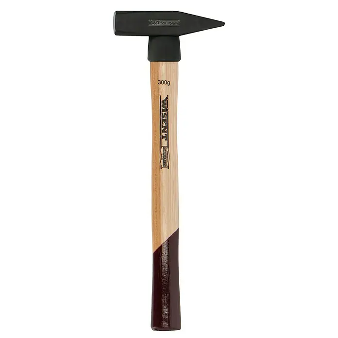 Wisent Schlosserhammer - 300 g, Holz Hickory - Nahaufnahme eines Wisent-Schlosserhammers (300g) mit Holzgriff, ideal für Heimwerker- und Profiprojekte.