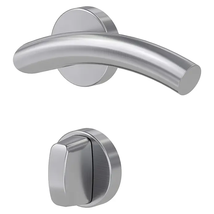 Diamond Doors Creative Drückergarnitur WC New Jersey - Stärke Tür: 40 mm - 45 mm, Edelstahl, L-Form, Schlitzkopf/Olive - Elegante Türklinke aus gebürstetem Edelstahl mit passendem Drehknopf für modernes Design.