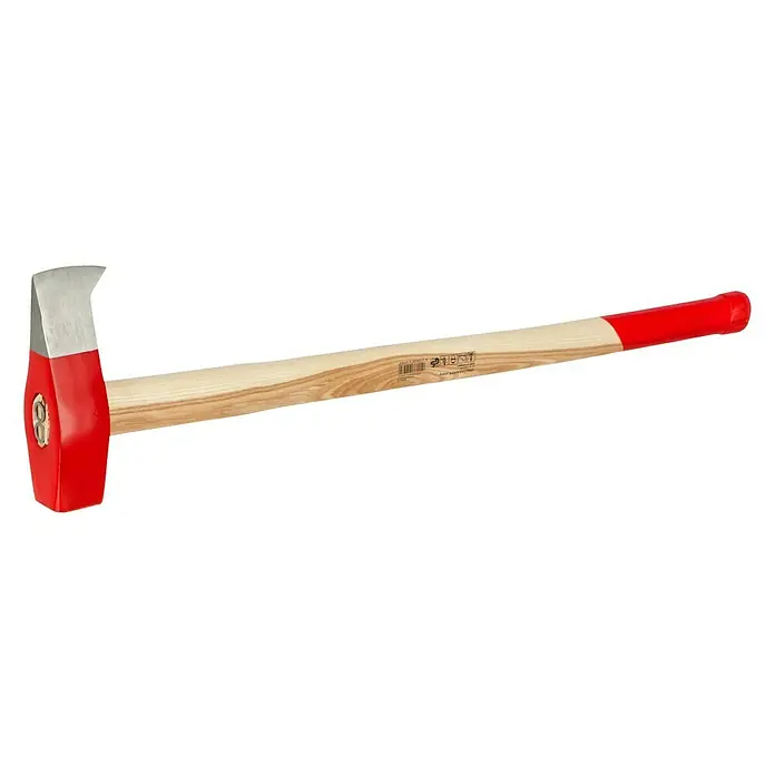 Wisent Spalthammer - 3.000 g, Material Stiel: Holz - Abgebildet ist ein roter Spalthammer mit Holzgriff, der sich ideal zum Holzspalten eignet. Das Werkzeug kombiniert Effizienz mit ergonomischem Design.