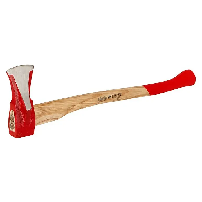 Wisent Spaltaxt - 2.000 g - Ein roter Spalthammer mit einem Holzstiel und einem Metallkopf ist ein robustes Werkzeug zum Spalten von Holz. Sehr langlebig und zuverlässig.