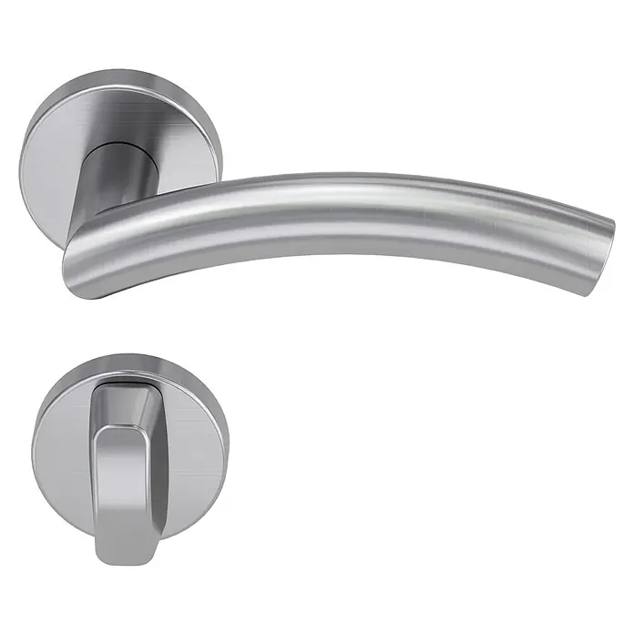 Diamond Doors Creative Drückergarnitur WC New Jersey - Stärke Tür: 40 mm - 45 mm, Edelstahl, L-Form, Schlitzkopf/Olive - Elegante Türgarnitur aus Edelstahl mit einem modernen Design für einen stilvollen Look. Perfekt für jedes Zuhause.