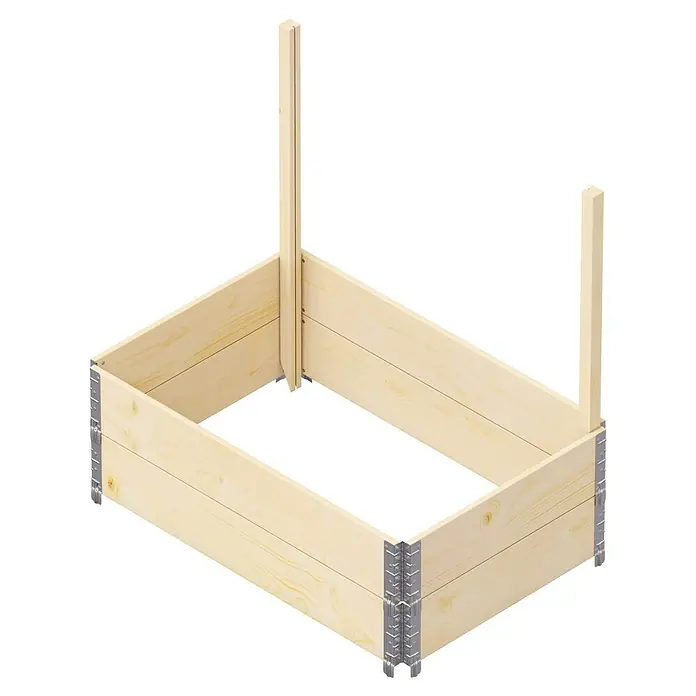 Upyard HolzpfostenLänge: 118 cm, Natur - Hochbeet aus Holz mit verzinkten Metallecken und zwei vertikalen Stützen. Ideal für den Garten oder die Terrasse.