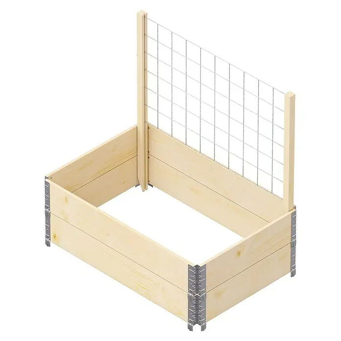 Upyard Rankgitter - 109,5 x 69,5 cm, Stahl, Verzinkt - Dieses Bild zeigt ein Hochbeet aus Holz mit einer Gitterstruktur, ideal für den Garten und den Anbau von Pflanzen.