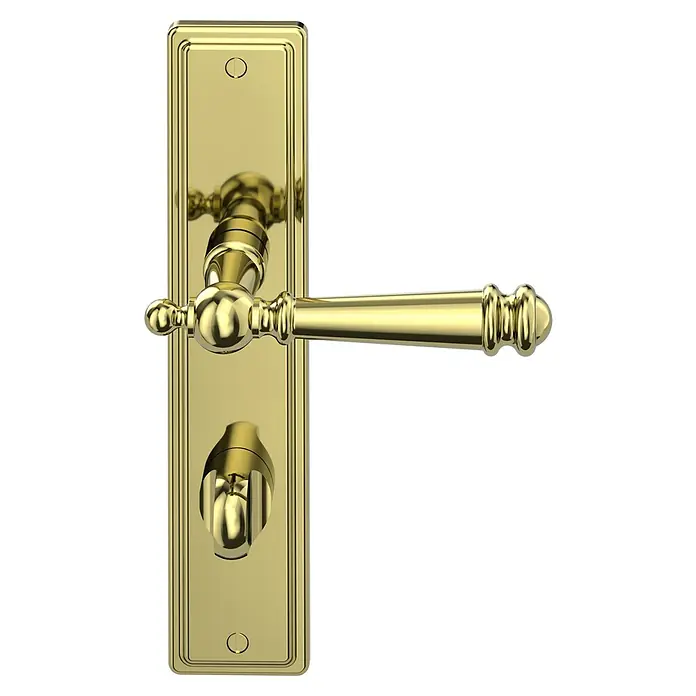 Diamond Doors Classic Drückergarnitur WC Classic Indiana - Schlitzkopf/Olive, Sonstiges - Ein polierter goldener Türgriff mit Schlüsselloch-Design, das Eleganz und Funktionalität vereint.