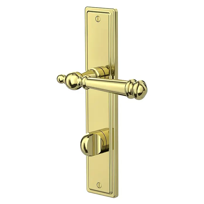 Diamond Doors Classic Drückergarnitur WC Classic Indiana - Schlitzkopf/Olive, Sonstiges - Goldener Türgriff mit langer Platte. Elegantes Design, ideal für klassische und moderne Türen. Hochwertige Verarbeitung für lange Lebensdauer.