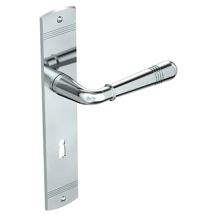 Diamond Doors Classic Drückergarnitur Classic Oklahoma - Stärke Tür: 40 mm - 45 mm, Buntbart - Elegante Chrom-Türgarnitur mit Schlüsselrosette. Die glänzende Türklinke bietet ein stilvolles Design für jede Tür und verleiht Ihrem Zuhause einen Hauch von Luxus.