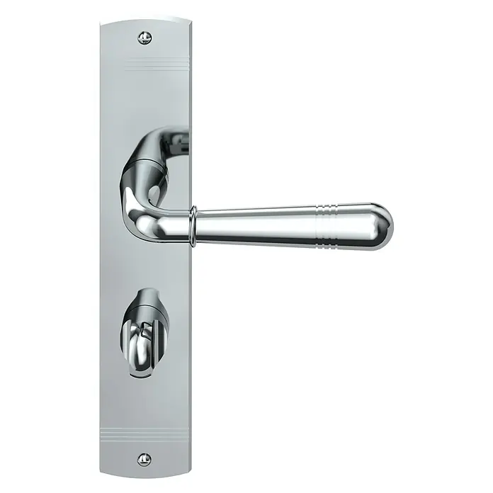 Diamond Doors Classic Drückergarnitur WC Classic Oklahoma - Stärke Tür: 40 mm - 45 mm, Schlitzkopf/Olive - Elegante Türklinke aus glänzendem Edelstahl mit länglicher Rosette und modernem Design für stilvolle Innentüren.