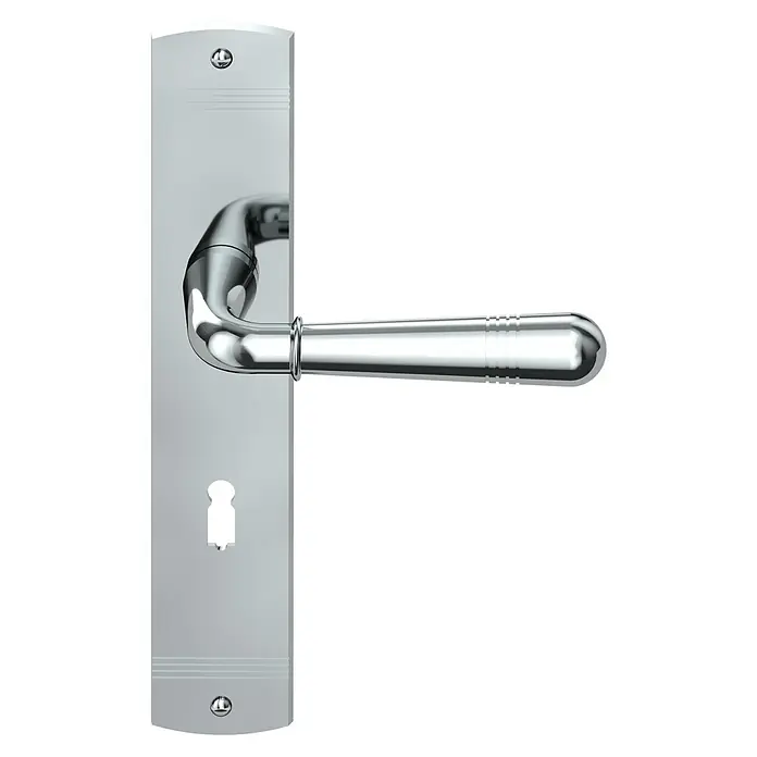 Diamond Doors Classic Drückergarnitur Classic Oklahoma - Stärke Tür: 40 mm - 45 mm, Buntbart - Türbeschlag aus glänzendem Metall mit einem eleganten Griff. Dieses moderne Design verleiht jeder Tür einen Hauch von Stil und Funktionalität.