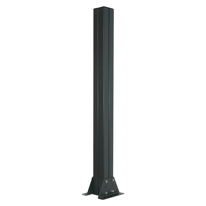 Gabio Eckpfosten - Höhe: 145 cm, Anthrazit - Schwarze Vierkantrohrsäule mit einem Fuß zur Montage und Befestigung auf ebenem Untergrund, die eine stabile Struktur bildet.