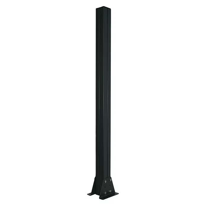 Gabio Eckpfosten - Höhe: 190 cm, Anthrazit - Eine schmale, stahlgraue Säule mit markanten Vertiefungen und einem robusten, winkeligen Standfuß sorgt für Stabilität.