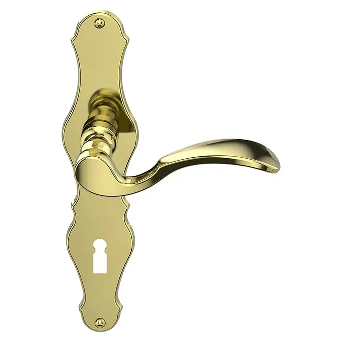 Diamond Doors Classic Zimmertürgarnitur Nevada - Sonstiges, Stärke Tür: 38 mm - 45 mm, Buntbart - Goldene Türgriff-Garnitur im klassischen Design. Elegante Ausführung mit geschwungenem Griff und Schlüsselloch. Hochwertige Verarbeitung für stilvolle Türen.