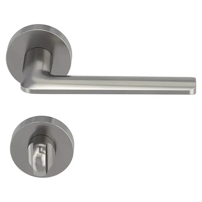 Diamond Doors Creative Drückergarnitur WC Roswell - Stärke Tür: 38 mm - 45 mm, Sonstiges, Samtgrau, Schlitzkopf/Olive - Elegante Türgarnitur aus Edelstahl, bestehend aus einem Türgriff und einem Drehknopf, ideal für moderne Inneneinrichtungen.