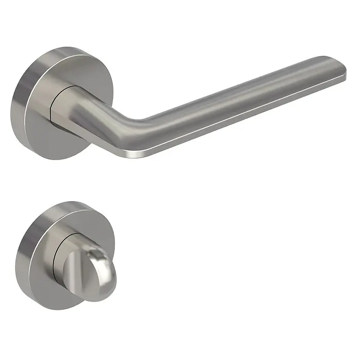 Diamond Doors Creative Drückergarnitur WC Roswell - Stärke Tür: 38 mm - 45 mm, Sonstiges, Samtgrau, Schlitzkopf/Olive - Türgriff-Garnitur in Edelstahloptik mit Rosetten, bestehend aus einem Griff und einem Drehknopf für Badezimmer- oder WC-Türen.