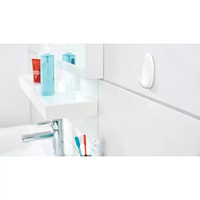 Tesa Powerstrips Selbstklebehaken - Oval, Größe: L, Chrom matt, 2 Stk. - Stimmungsaufnahme