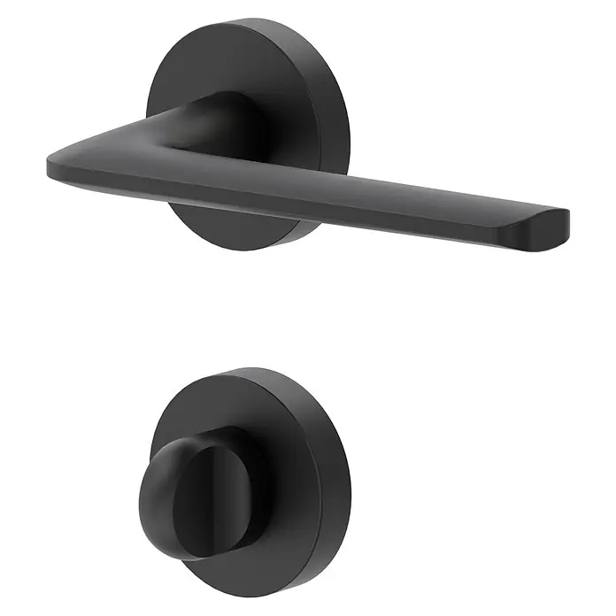 Diamond Doors Black Edition Drückergarnitur WC Roswell - Stärke Tür: 38 mm - 45 mm, Sonstiges, Schwarz, Schlitzkopf/Olive - Mattschwarze Türbeschläge mit einem modernen, minimalistischen Design, das Eleganz und Funktionalität vereint.