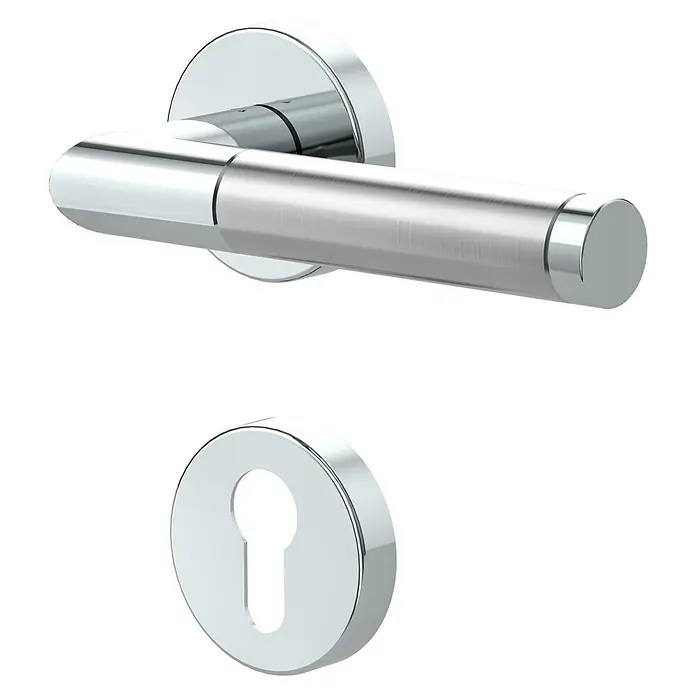 Diamond Doors Creative Drückergarnitur Avantgardo - Edelstahl, Profilzylinder - Elegante Chrom-Türgarnitur mit stilvollem Design, bestehend aus Türdrücker und Schlüsselrosette, ideal für moderne Innenräume.