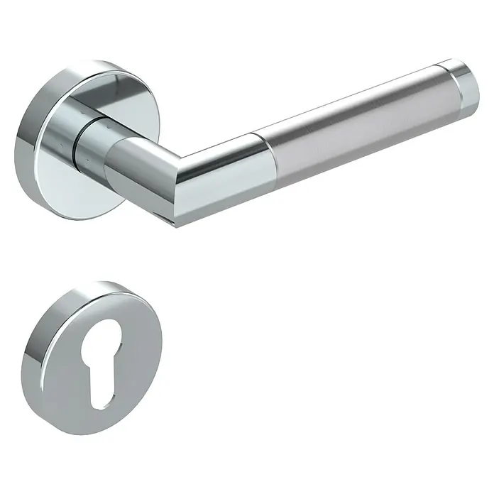 Diamond Doors Creative Drückergarnitur Avantgardo - Edelstahl, Profilzylinder - Türgriff und Schlüsselloch-Rosette aus poliertem Chrom, robust und elegant für moderne Türen. Perfekt für stilvolle Inneneinrichtung.