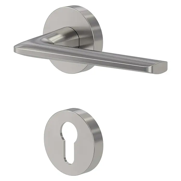 Diamond Doors Creative Drückergarnitur Roswell - Stärke Tür: 38 mm - 45 mm, Edelstahl, Samtgrau, Profilzylinder - Ein stilvoller Türgriff aus Edelstahl mit passendem Schlüsselloch für moderne Inneneinrichtungen.