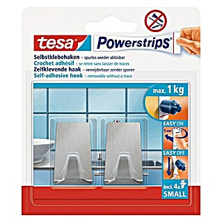 Tesa Powerstrips Selbstklebehaken (Rechteckig, Größe: S, Metallic, 2 Stk.)