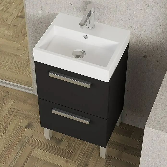 Artysan Conjunto de mueble de baño Lidia - Ancho: 45 cm, Negro, 3 pzs. - Elegante lavabo de baño con mueble negro y blanco. Un estilo moderno para tu baño.