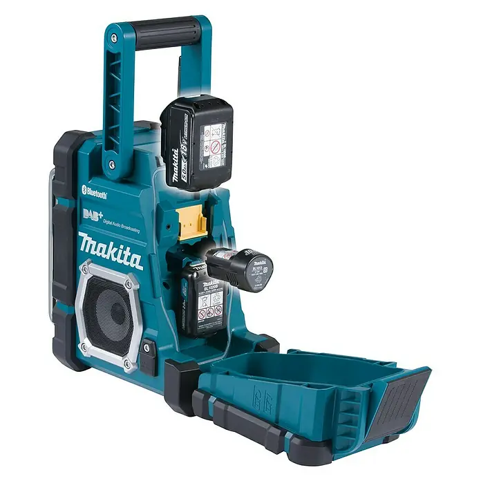 Makita LXT 18V Akku-Baustellenradio DMR112 - 18 V, Ohne Akku, Frequenz: 174.928 - 239.200 MHz (DAB/DAB+) - Makita Baustellenradio mit Bluetooth und DAB+ für hochwertige Audioübertragung. Akkubetrieben für flexiblen Einsatz.