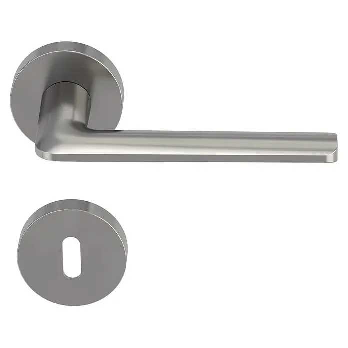 Diamond Doors Creative Drückergarnitur Roswell - Stärke Tür: 38 mm - 45 mm, Edelstahl, Samtgrau, Buntbart - Türbeschlag-Set aus Edelstahl: Türklinke mit Rosette und Schlüsselloch-Rosette für moderne Türen.