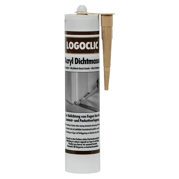 LOGOCLIC Acryl-Dichtmasse - Hellbraun, 310 ml - LOGOCLIC Acryl Dichtmasse, ideal zur Abdichtung von Fugen bei Laminat- und Parkettverlegung, mit passendem Farbton.