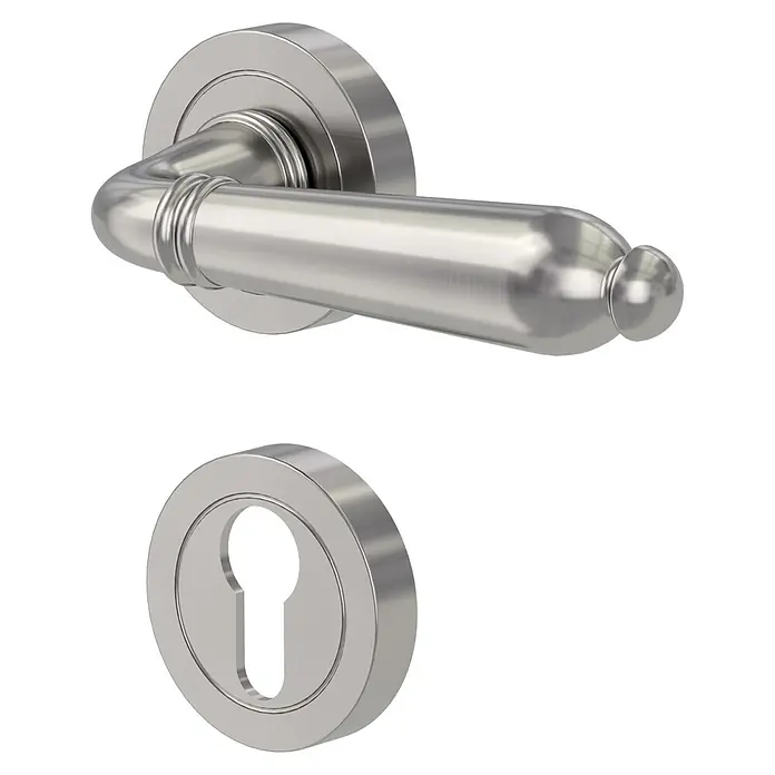 Diamond Doors Classic Drückergarnitur TucsonStärke Tür: 40 mm - 45 mm, Aluminium, Profilzylinder - Elegante Türgarnitur aus Edelstahl mit Griff und Schlüssellochblende. Perfekt für moderne Inneneinrichtungen und stilvolle Akzente.