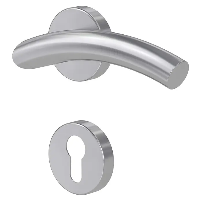 Diamond Doors Creative Drückergarnitur New Jersey - Stärke Tür: 40 mm - 45 mm, Edelstahl, L-Form, Profilzylinder - Türgriffgarnitur aus Edelstahl, bestehend aus einem Griff und einem Schlüsselloch, für moderne Inneneinrichtungen.