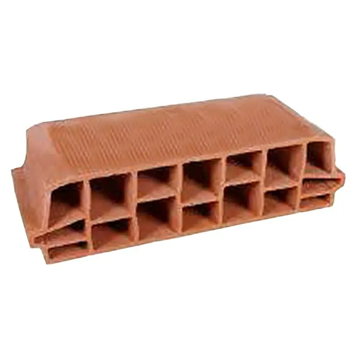 BHS Madrid Ladrillo bovedilla P-96 - 70 x 25 cm, Rojo - Primer plano de un ladrillo modular con muchos compartimentos separados. Excelente para la construcción y el diseño.