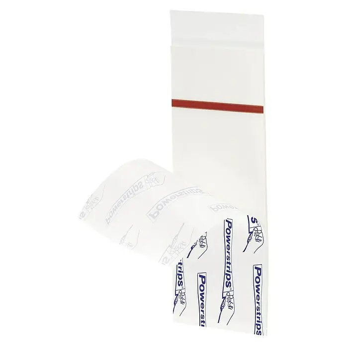 Tesa Powerstrips Selbstklebestrip Large - 10 Stk. - Nahaufnahme der Powerstrips von Tesa, die eine starke und rückstandslose Befestigungslösung für verschiedene Oberflächen bieten.