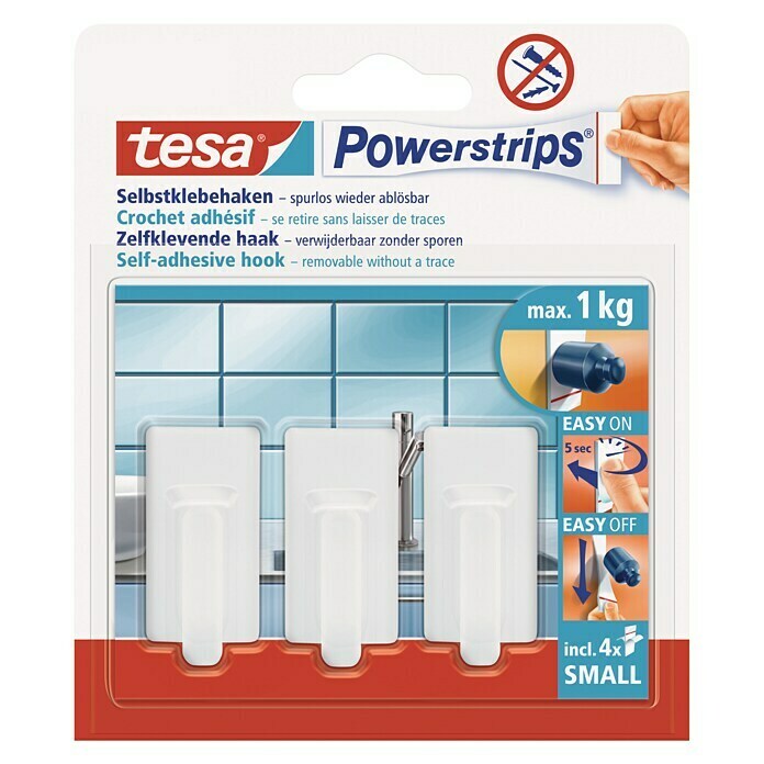 Tesa Powerstrips Selbstklebehaken (Oval, Größe: L, Metallic, 1 Stk.)