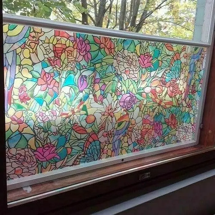 D-c-fix Lámina para ventana vidriera Tulia - 45 x 200 cm, Marrón - Vinilo para ventanas con diseño floral colorido, que transforma el vidrio en una obra de arte al tiempo que proporciona privacidad.