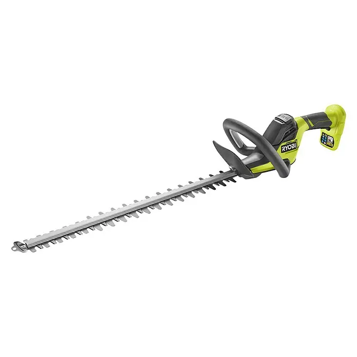 Ryobi ONE+ Akku-Heckenschere RY18HT55A-0 - 18 V, Li-Ionen, Ohne Akku, Schwertlänge: 55 cm - Eine Ryobi Akku-Heckenschere mit scharfen Klingen und einem ergonomischen Griff, ideal für den Garteneinsatz.