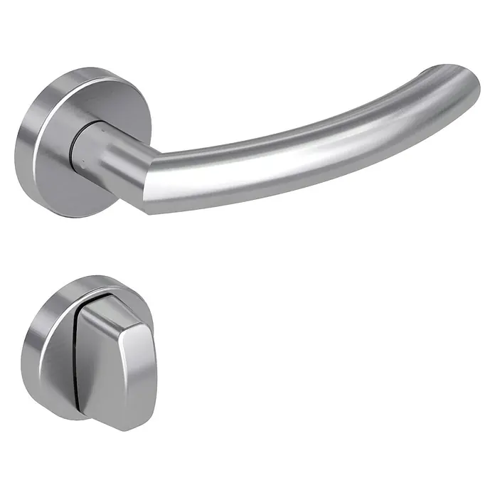 Diamond Doors Classic Drückergarnitur WC Wisconsin - Edelstahl matt, Schlitzkopf/Olive - Türklinke mit Rosette und Drehknopf in gebürstetem Edelstahl für moderne Inneneinrichtungen. Perfekt für zeitgemäßes Design.