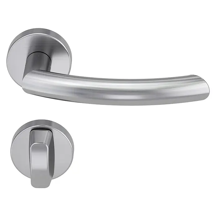 Diamond Doors Classic Drückergarnitur WC Wisconsin - Edelstahl matt, Schlitzkopf/Olive - Türklinke aus Edelstahl mit Rosette und WC-Schloss für moderne Innentüren. Das elegante Design passt perfekt zu jedem Einrichtungsstil.