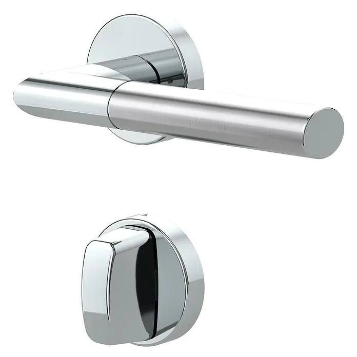 Diamond Doors Creative Drückergarnitur WC Dallas - Stärke Tür: 40 mm - 45 mm, Edelstahl, L-Form, Schlitzkopf/Olive - Elegantes Türdrücker-Set in Chromoptik. Modernes Design für stilvolle Innentüren mit präziser Verarbeitung und hochwertigen Materialien.