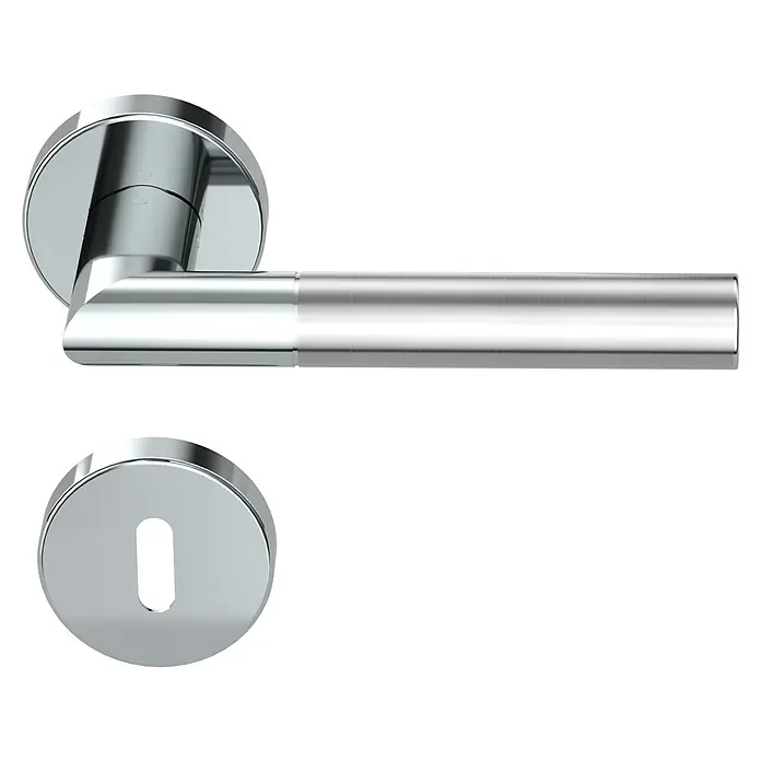 Diamond Doors Creative Drückergarnitur Dallas - Stärke Tür: 40 mm - 45 mm, Edelstahl, L-Form, Buntbart - Elegante Chrom-Türgarnitur mit modernem Design für stilvolle Innentüren. Hochwertige Verarbeitung und zeitlose Optik.