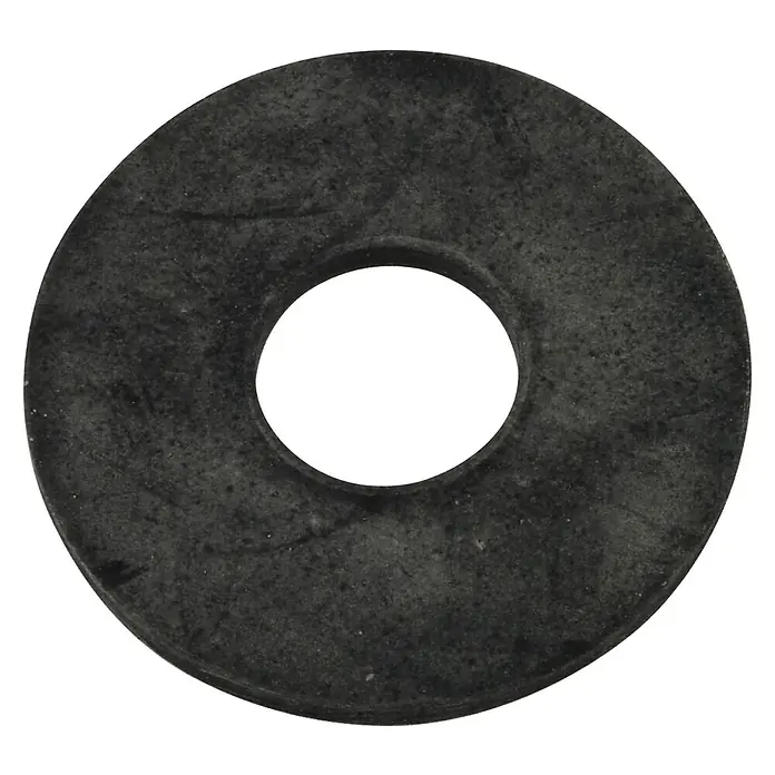 HDPE-Dichtung - Passend für: Heberglocke Mira - Nahaufnahme einer Unterlegscheibe, die aus robustem, dunklem Material gefertigt ist und eine gleichmäßige Oberfläche aufweist.