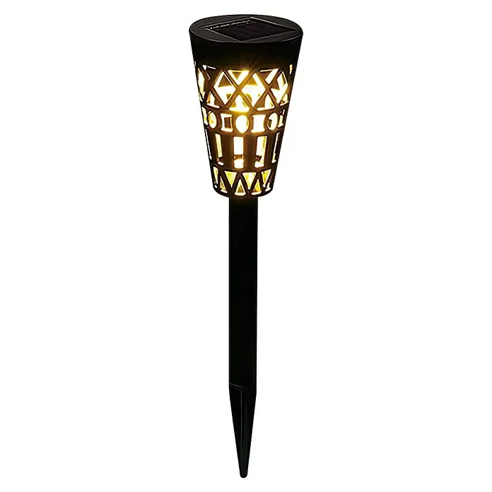 BAUHAUS Solar-Erdspieß - Schwarz/Gold, IP44, 3 lm - Solarbetriebene Fackel mit dekorativem Design für Garten oder Terrasse.