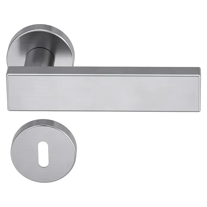 Diamond Doors Modern Zimmertürgarnitur Cube - Edelstahl, Buntbart - Türgriff aus gebürstetem Edelstahl mit Schlüsselloch für moderne Innentüren. Stilvolles und sicheres Design für jeden Raum.