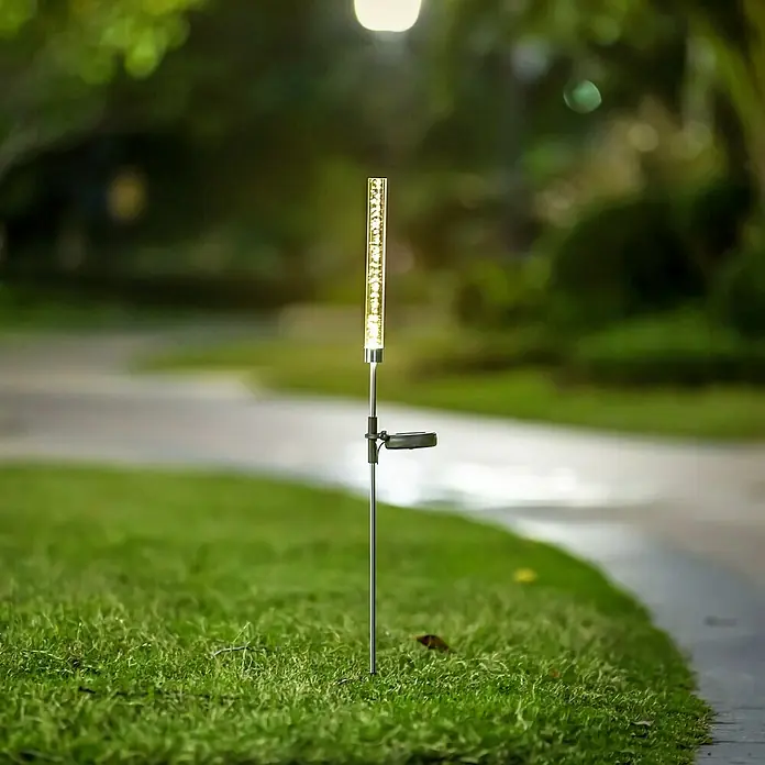 BAUHAUS Lámpara decorativa solar Bubble - 0,06 W, Transparente, IP44, Blanco cálido - Luz solar de jardín con un diseño burbujeante llamativo, que añade un toque de elegancia a cualquier espacio exterior.