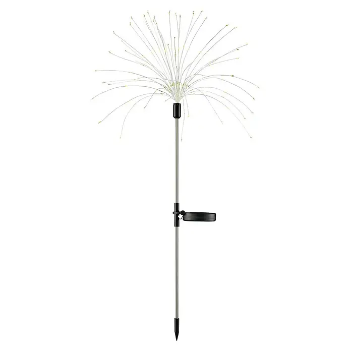 BAUHAUS Lámpara decorativa solar Fireworks - Negro, IP44, Color de luz: Blanco cálido - Luz solar de jardín con diseño de fuegos artificiales. Perfecta para iluminación exterior atmosférica con LEDs blanco cálido.